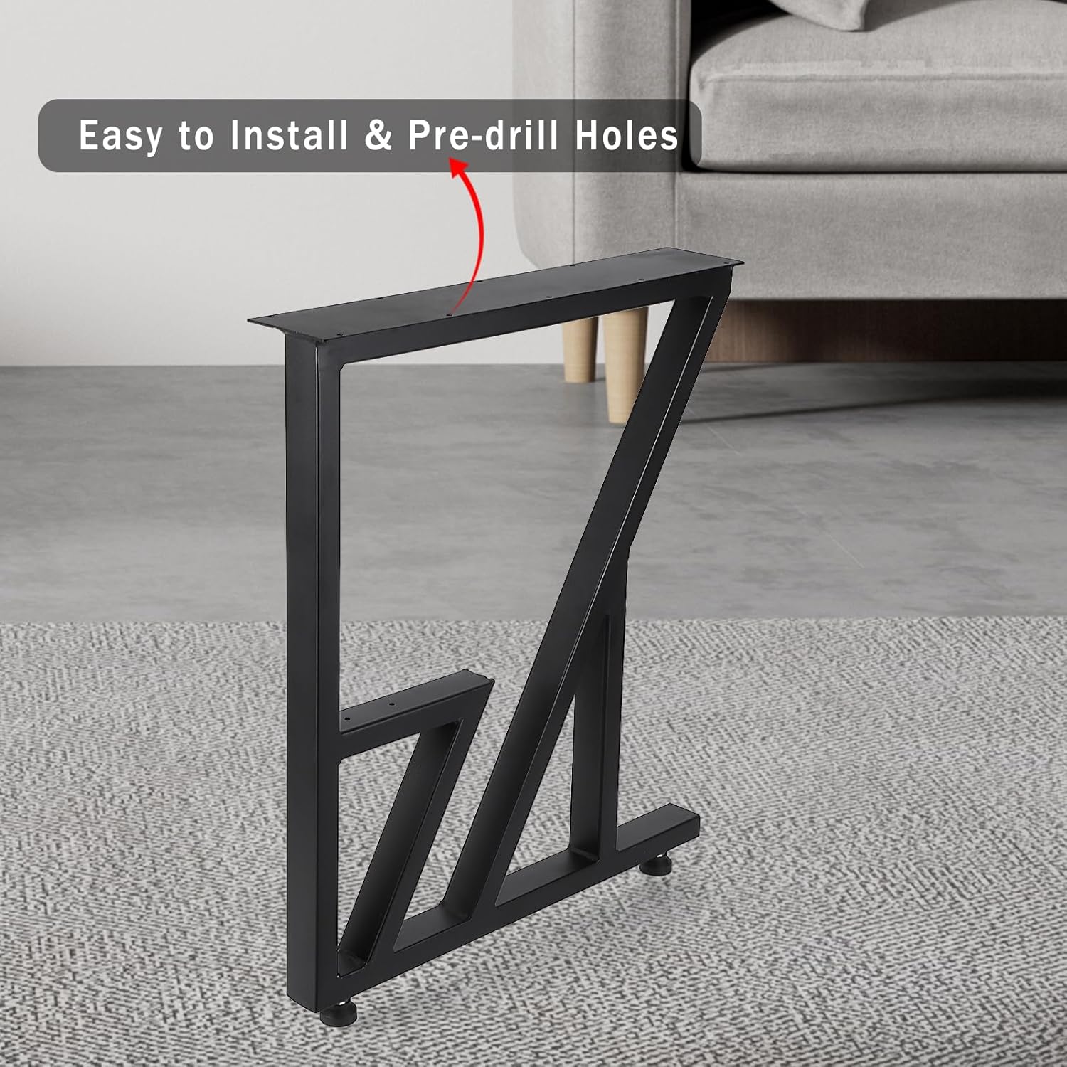 Metal Table Legs 28"x124" - Heavy Duty, Black Industrial Rustic Design, for Dining, Coffee, Writing, and Garden Tables (2PCS)