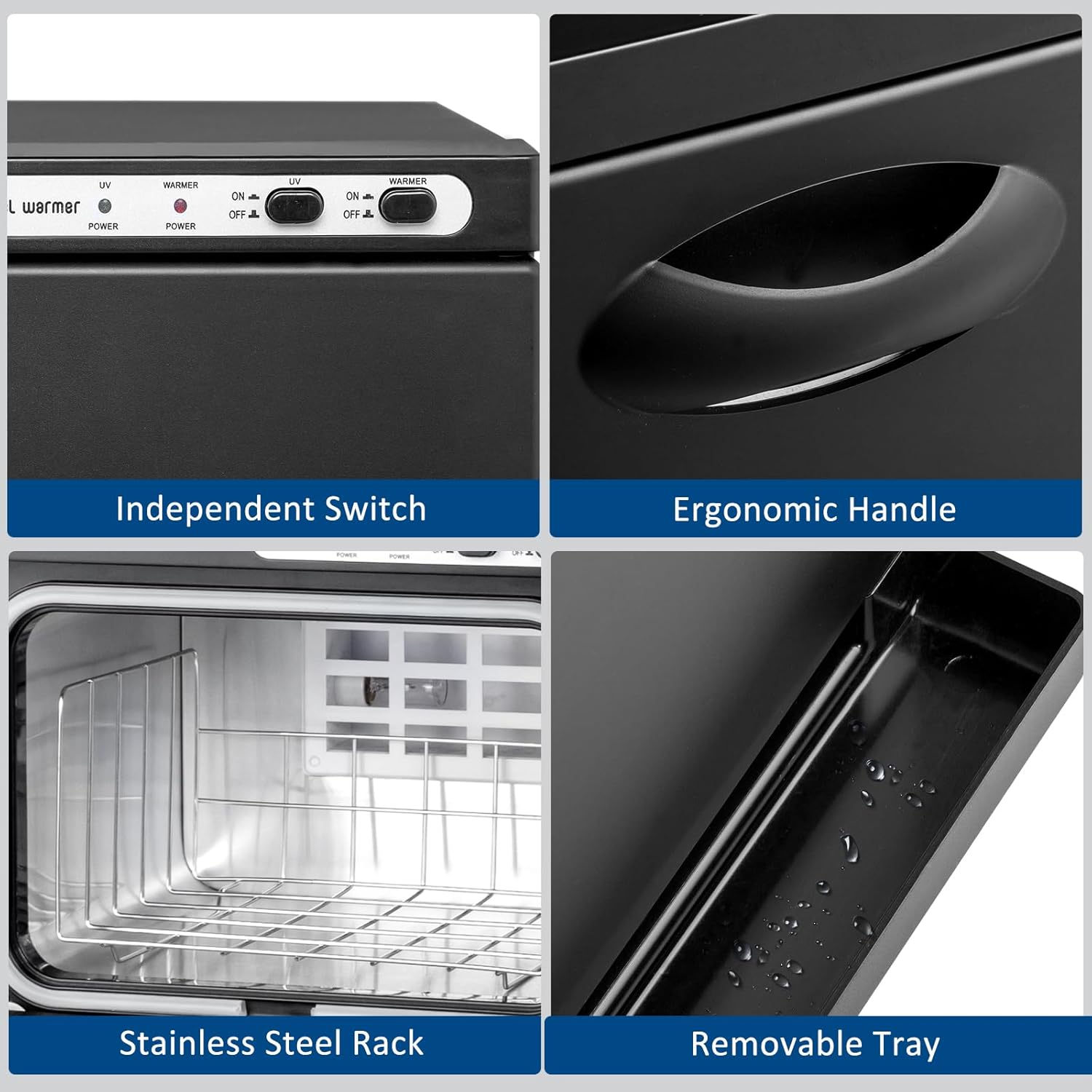 Hot Towel Warmer for Facials Massage, Esthetician Towel Heating Cabinet Black, Aluminum Chamber, Salon Beauty Spa Barbershop Equipment