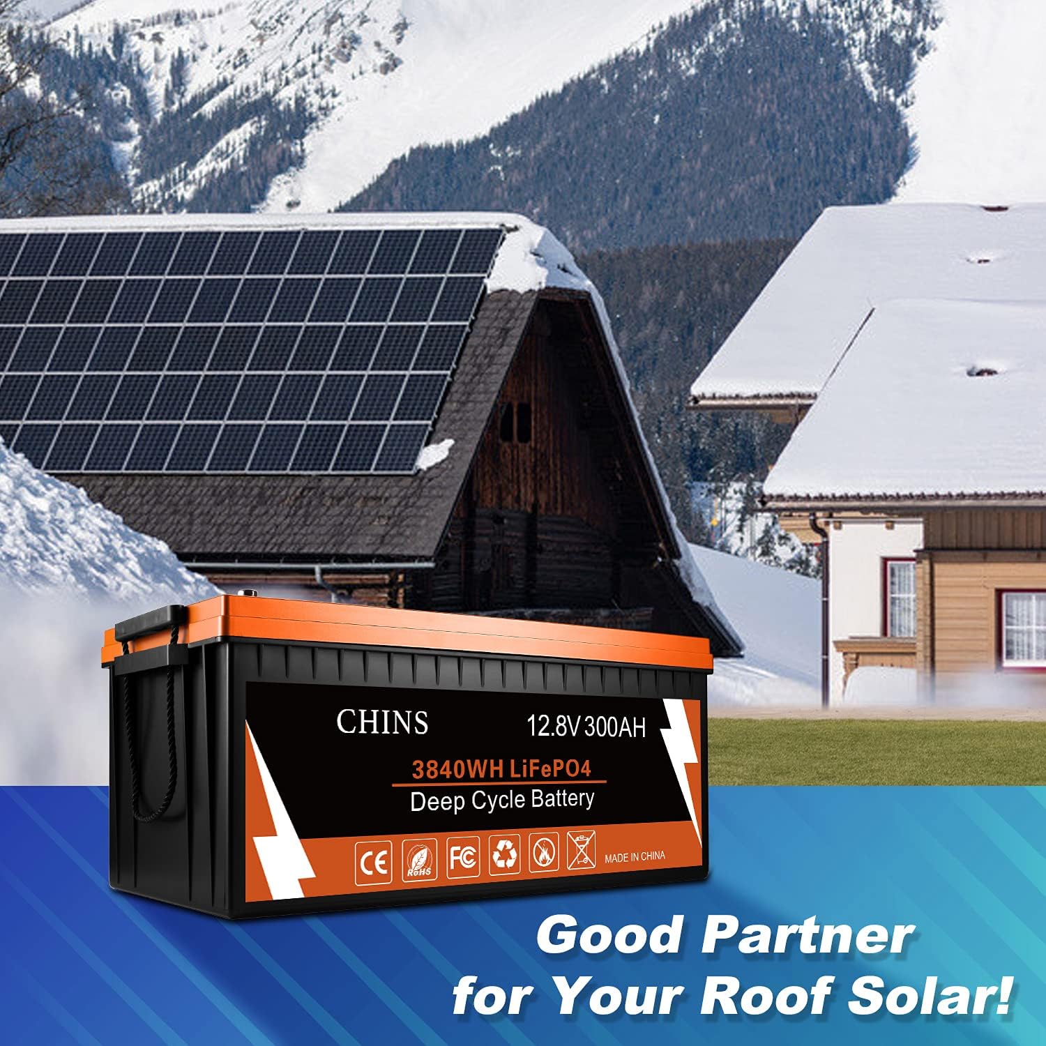 CHINS LiFePO4 Battery 24V 200Ah Lithium Battery - Built-in 200A BMS, 2000+ Cycles, Each battery Can Support 5120W Power Output, Perfect for RV, Home Storage and Off-Grid
