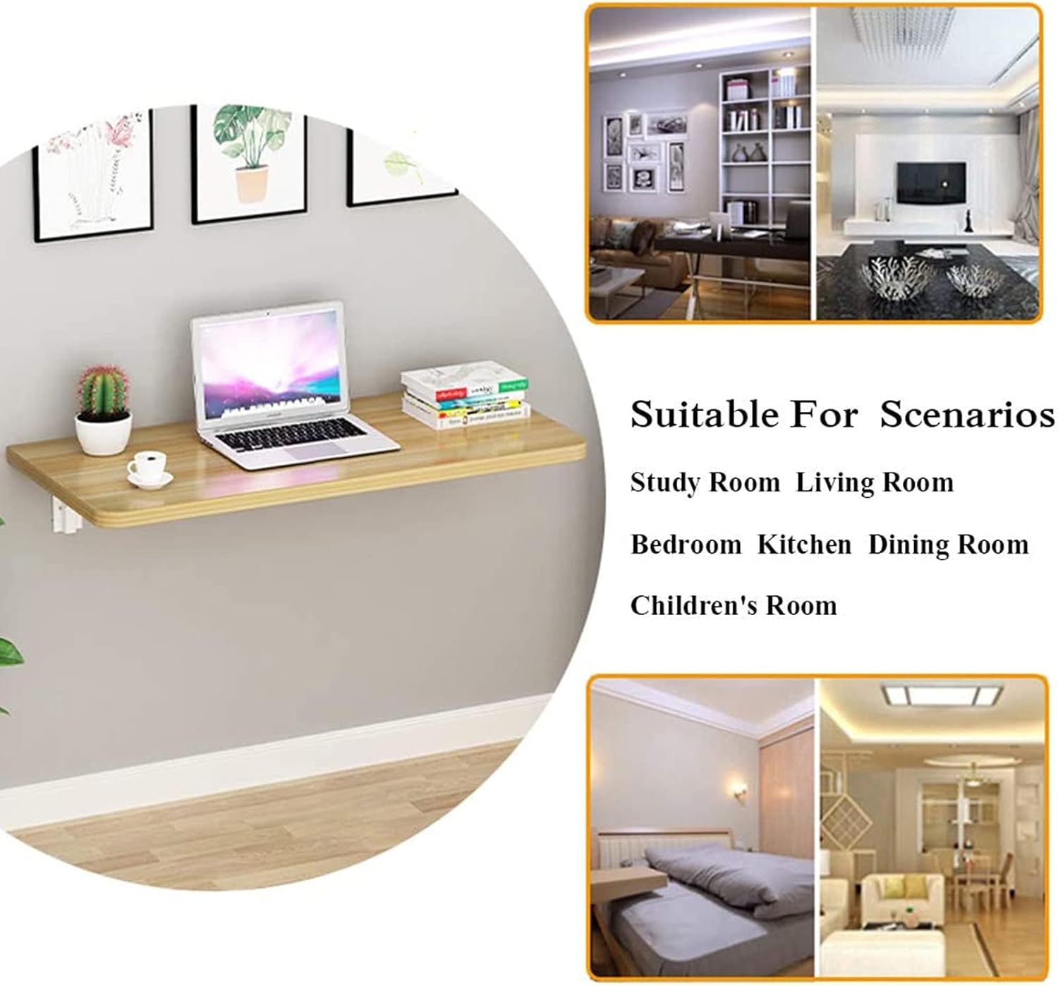 Wall Mounted,Wall Mounted Fold Down Desk for Small Saving Spaces,for Laundry Room,Dining,Room,Study,Kitchen,Bar,E-80cm Fashionable