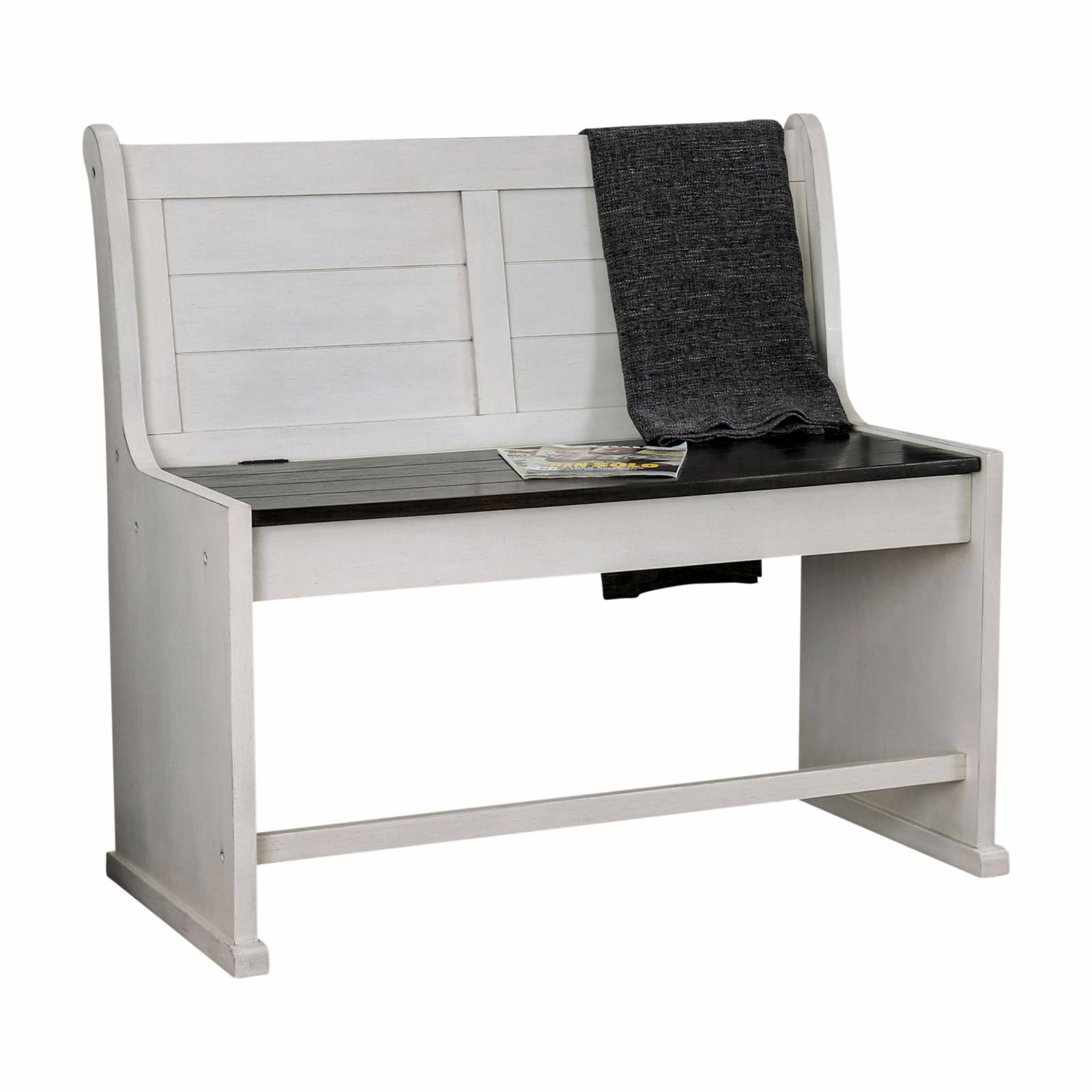 Furniture of America Chase Trestle Counter Height Storage Loveseat Dining Bench