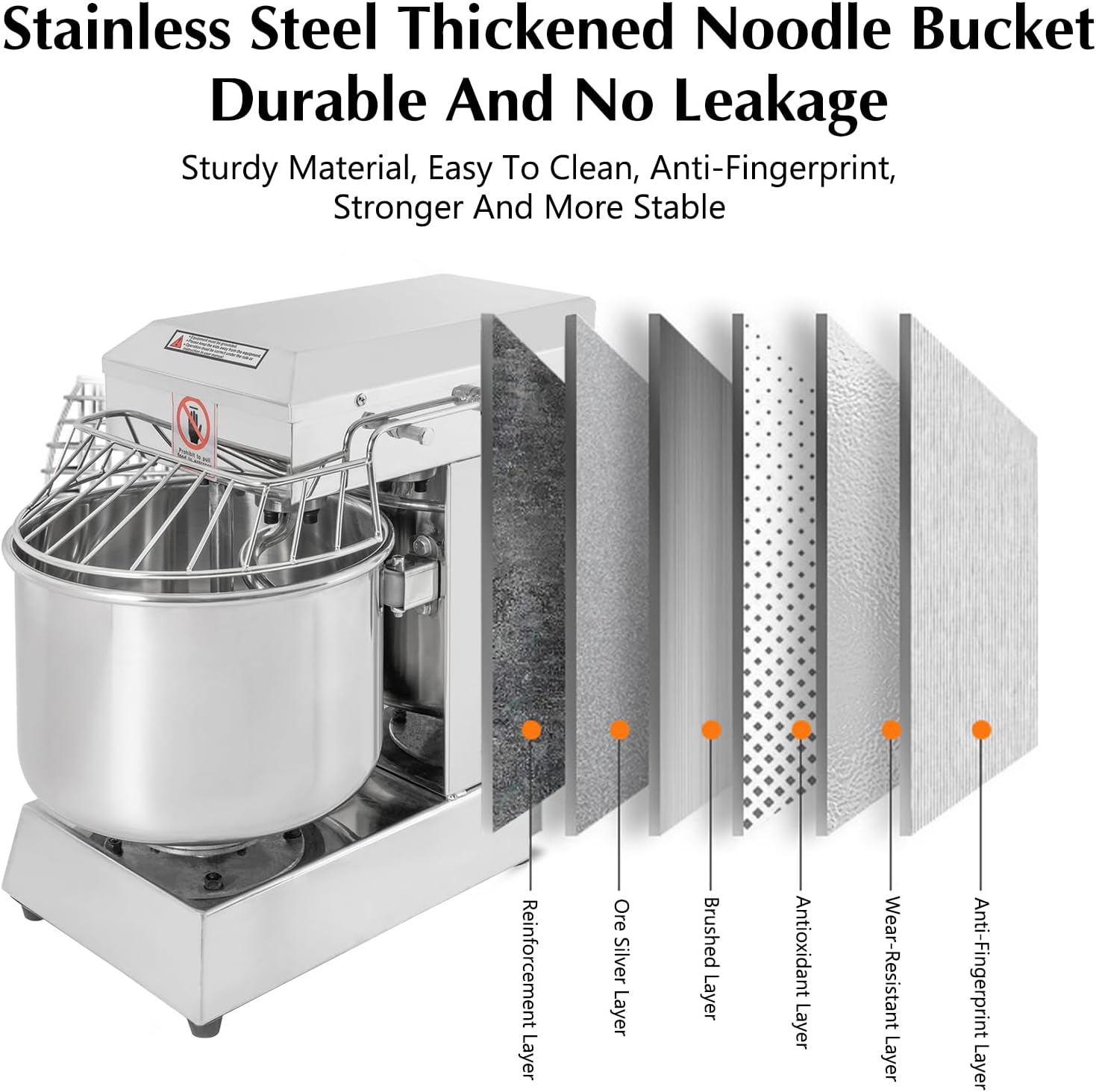 Commercial Food Mixer, 10.5Qt Capacity, Spiral Mixer 1000W Dual Rotating Dough Kneading Machine with Food-grade Stainless Steel Bowl, Security Shield & Timer Included, Baking Equipment for Restaurant