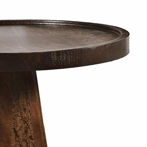 Jofran Knox Mid-Century Modern Solid Hardwood Pedestal Round Accent End Nesting Tables - Set of 3, Chestnut