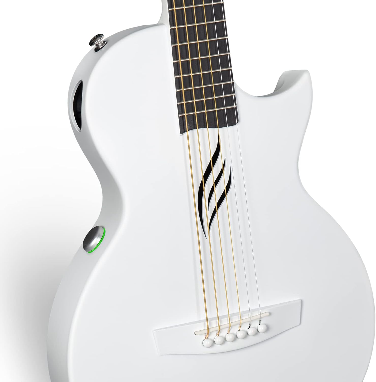 Enya NOVA Go SP1 Carbon Fiber Acoustic Electric Guitar with Smart AcousticPlus 35 Inch Travel Acustica Guitarra Starter Bundle Kit(White) & Enya Smart Automatic Guitar Tuner & Wireless Guitar System