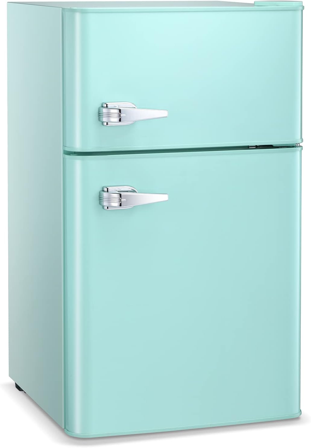 ZAFRO 3.2 Cu.ft. Refrigerator with Double Doors, Mini Fridge with Freezer, Fridge with Adjustable Thermostat 20" D x 19" W x 33.5" H, Compact Refrigerator for Dorm Apartment Office Kitchen-GREEN