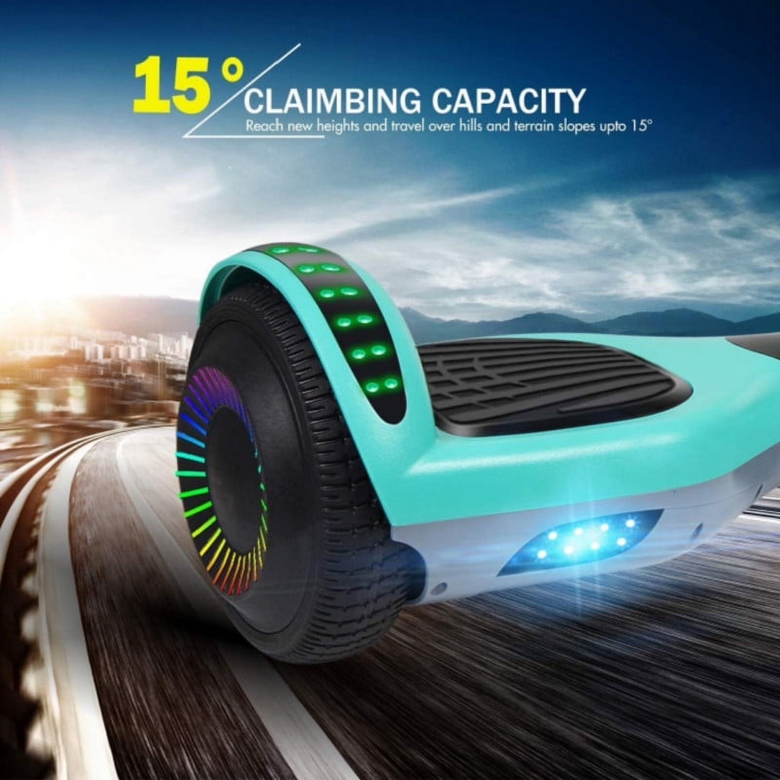 SISIGAD My First Hoverboard 6.5 inch Off-Road All Terrain Hoverboard with LED Flash Wheels for Teens, Inlaid Motor, Green Gray