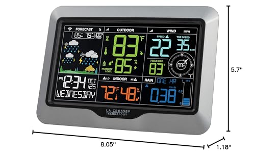 La Crosse Technology Professional Smart Wi-Fi Weather Station with Remote Monitoring (400 Foot Range), Wind and Rain Gauges, Temperature and Humidity Sensors, and Forecasting - V42-PRO-INT