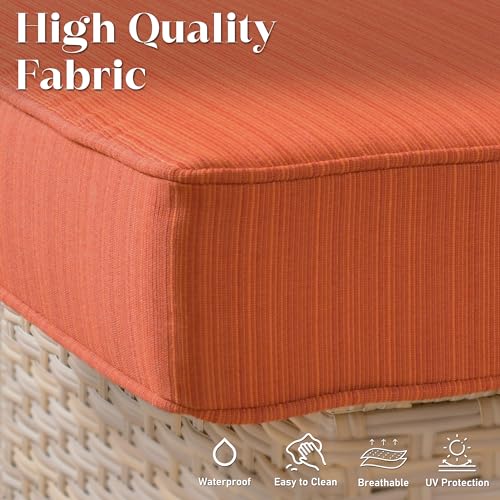 Wicker Patio Furniture Set,8 Pieces Modern Outdoor Conversation Set Sectional Sofa with Cushion and Ottomans for Garden, Poolside, Backyard