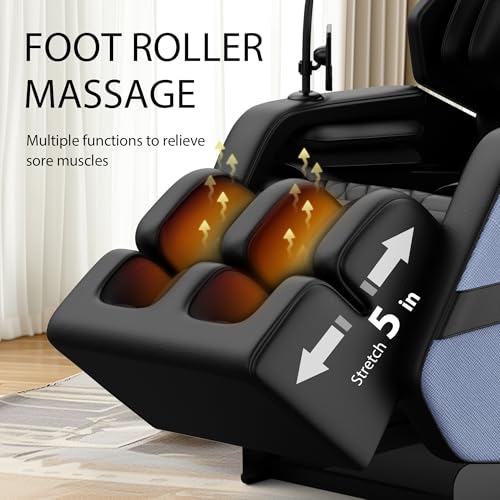Luxury Zero Gravity Full-Body Massage Chair with Heating, Bluetooth Audio, and Foot Rollers - Home Relaxation Recliner (Velvet Black)