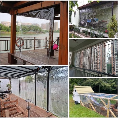 Clear Waterproof Tarpaulin with Grommets, Weatherproof Partition Curtains,0.35mm Foldable Protective Tarpaulin for Greenhouse Garden Pergola Patio,3 * 4M,Clear