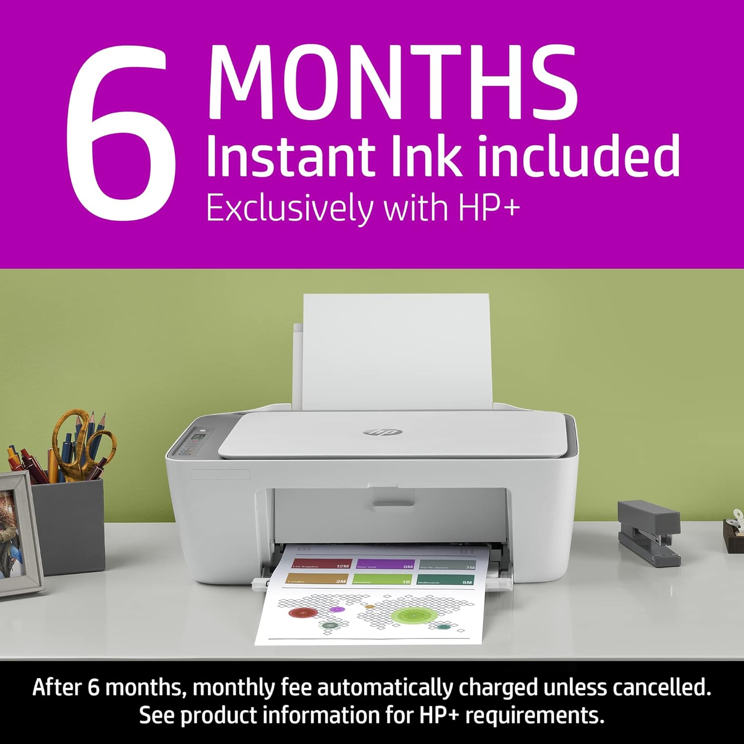 HP DeskJet 2755e Wireless Color All-in-One Printer with bonus 6 months Instant Ink with HP+ (26K67A) Pack of 2