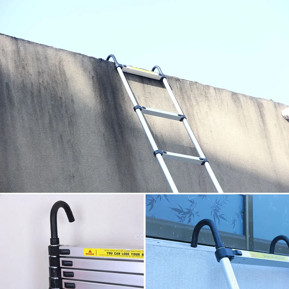 Telescoping Ladder 6.2M/20ft Aluminum Extension Folding Ladder with 2 Hooks SALE