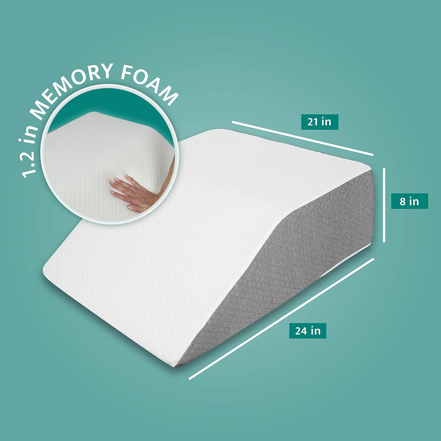 Kӧlbs Bed Wedge Pillow with Memory Foam Top | Stylish Chic Jacquard Cover | Wedge Pillow for Sleeping and Acid Reflux, Heartburn, and GERD Pillow &ndash; Snoring Pillow