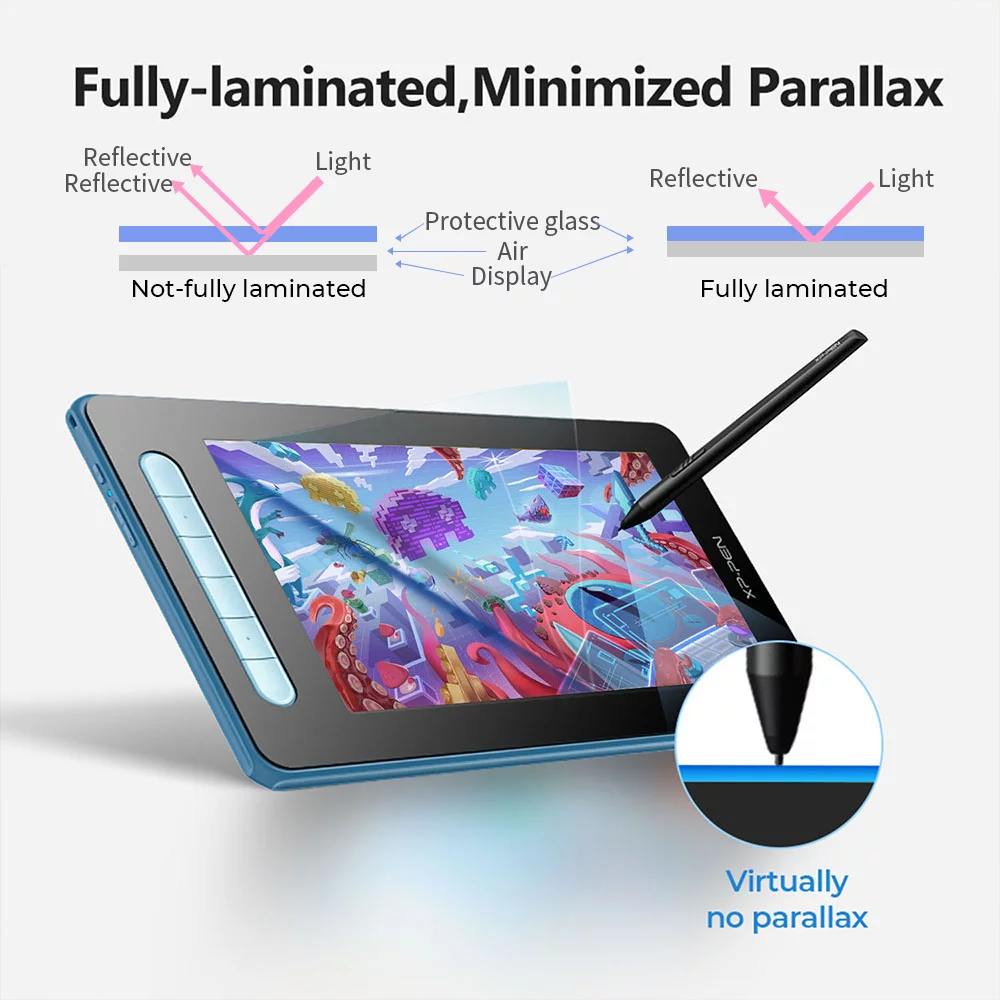 XP Pen Artist 10 2nd Graphics Tablet with Screen Latest X3 Smart Chip Drawing Tablet Pens Display with 8192 Pressure Stylus For Animator Designer Beginners of Digital Painting, Blue