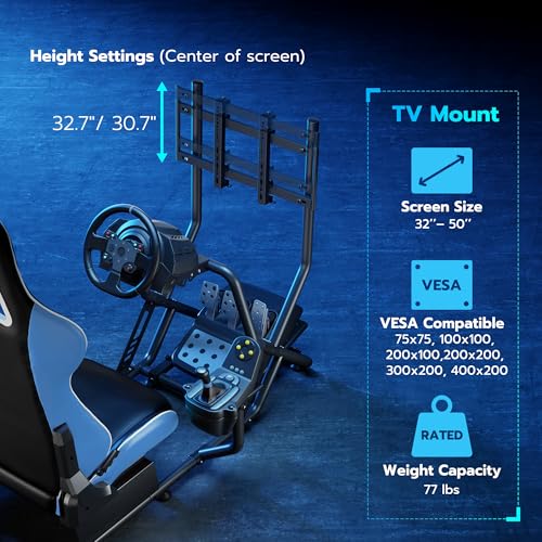 ARES WING Racing Simulator Cockpit with Monitor Mount and Seat, Formula and GT Sim Racing Cockpit Compatible with Fanatec, Thrustmaster, Logitech, Moza Racing Games on PS5, PS4, Xbox and PC