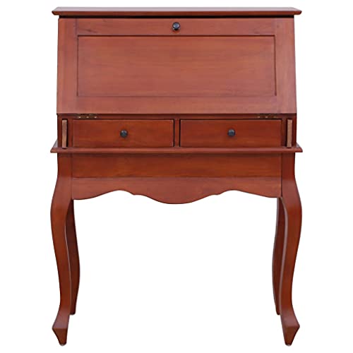 Secretary Desk Brown 30.7"x16.5"x40.6" Solid, Wood,Vintage, Secretary Desk with Flip Top and Ample Storage Home Office Desks