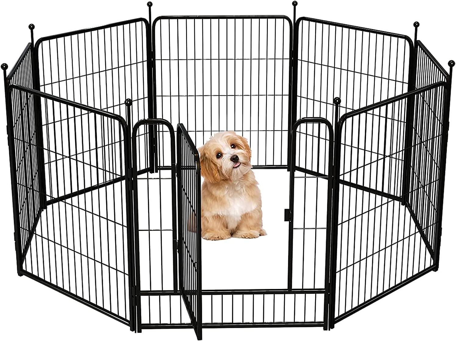FXW Dog Playpen, 8/16/24/32 Panels Dog Pen Indoor Outdoor 32-Inch Height Puppy Playpen Pet Fence Gate with Doors for Large/Medium/Small Dogs, Exercise Pen for Yard,Camping, RV