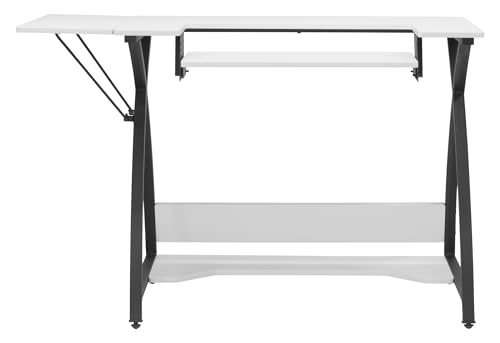 Sew Ready Comet Plus Hobby Storage Drawer + Shelves Sewing Table, 56.75" W x 23.5" D x 30" H, Black/White