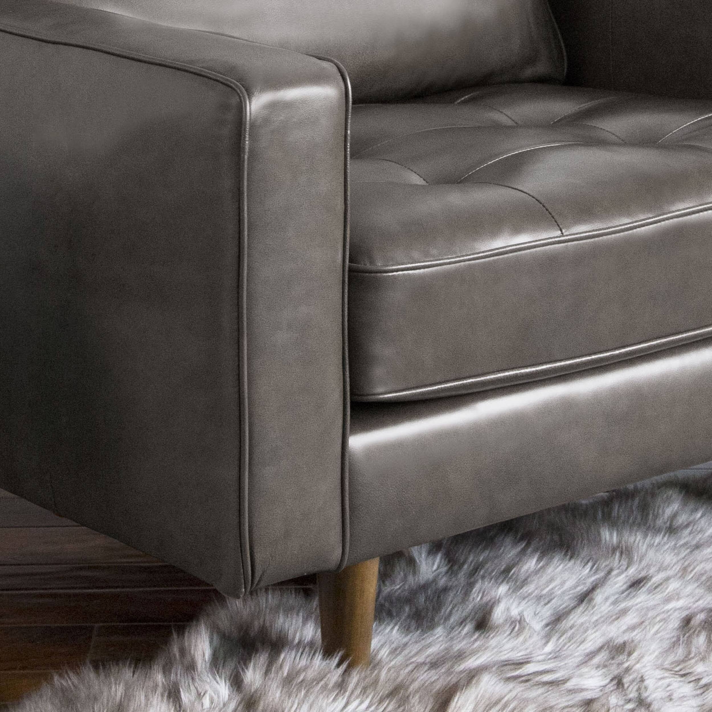 Abbyson Holloway Mid-Century Modern Top-Grain Leather Armchair - Camel