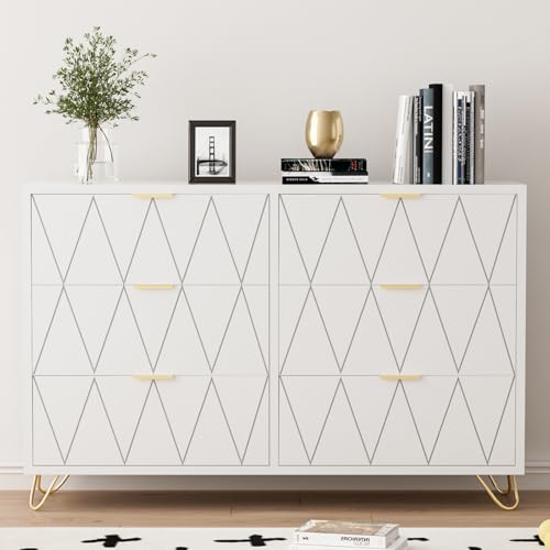 White Dresser for Bedroom, Wood Tall 4 Drawers Dresser with Metal Handles and Legs, Modern Dressers & Chest of Drawers with with Anti-Tipping for Bedroom, Living Room, Hallway, Entryway