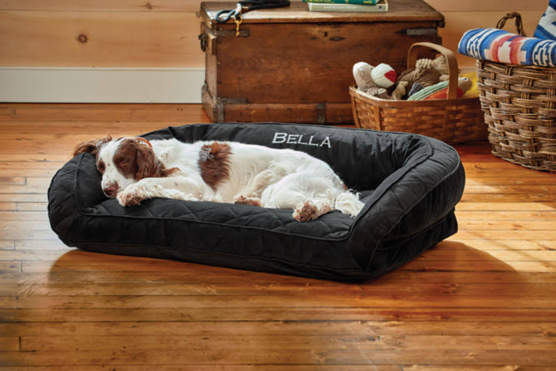 Orvis ComfortFill-Eco Bolster Dog Bed | Slate | Size Extra Large Dogs 90+ lbs