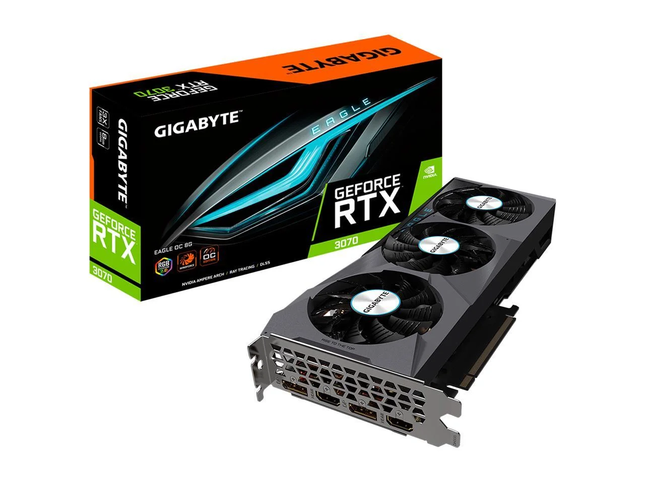 GIGABYTE Eagle OC GeForce RTX 3070 8GB GDDR6 PCI Express 4.0 ATX Video Card GV-N3070EAGLE OC-8GD (rev. 2.0) (LHR)
