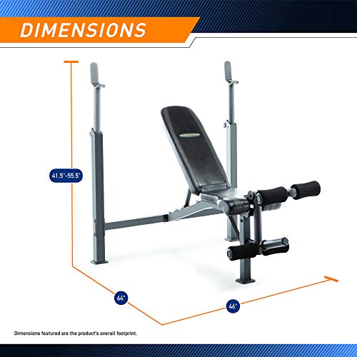 Marcy Olympic Weight Bench with Preacher Curl Pad and Leg Developer for Full-Body Workout
