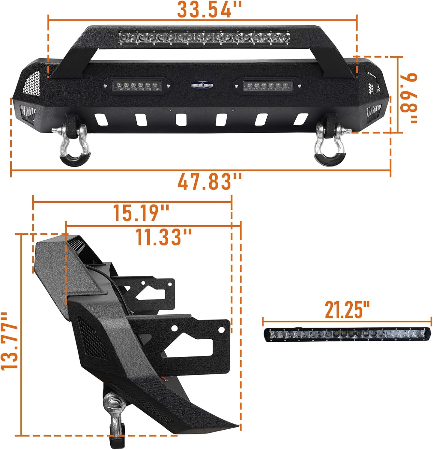 Hooke Road Tacoma Rear Bumper w/Sensor Holes + Front Bumper Kit for Toyota Tacoma 3rd Gen 2016 2017 2018 2019 2020 2021 2022