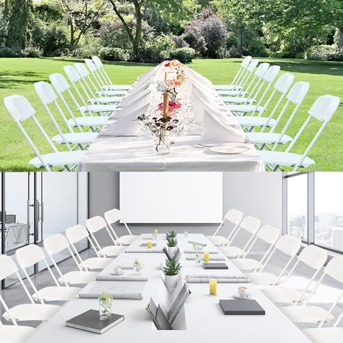 90 PCS Plastic Folding Chair, Folding Chair for Wedding Party Outdoor Indoor and Office, Portable Commercial Chair, Lightweight Folding Chair White