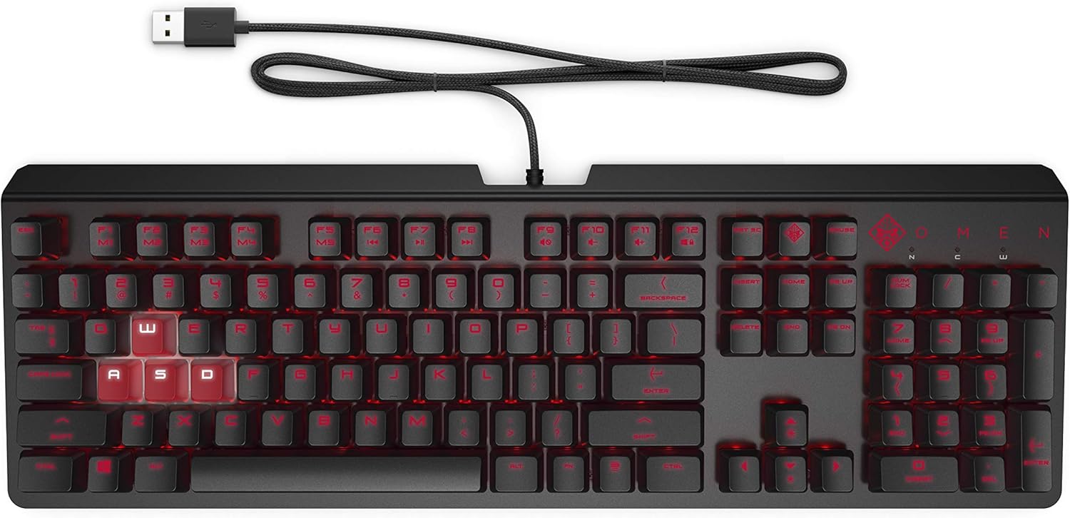 OMEN Encoder Customizable Mechanical Gaming Keyboard with Cherry MX Red Keys, Full N-Key Rollover, LED Backlit, USB (6YW76AA)