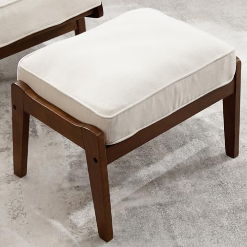 chairus Mid-Century Modern Accent Chair Linen Fabric Upholstered Living Room Chair Comfy Single Chair for Bedroom Reading Room Lounge with Arm & Solid Wood Frame, Fabric Beige