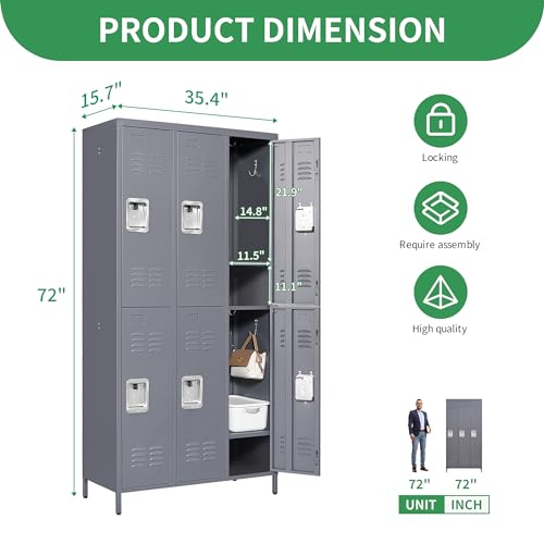 9 Door Metal Locker, Storage Lockers for Employees, Steel Storage Locker with Lock and Card Slot, Employee Lockers for Home, Office, School, Gym, Require Assembly(Black)