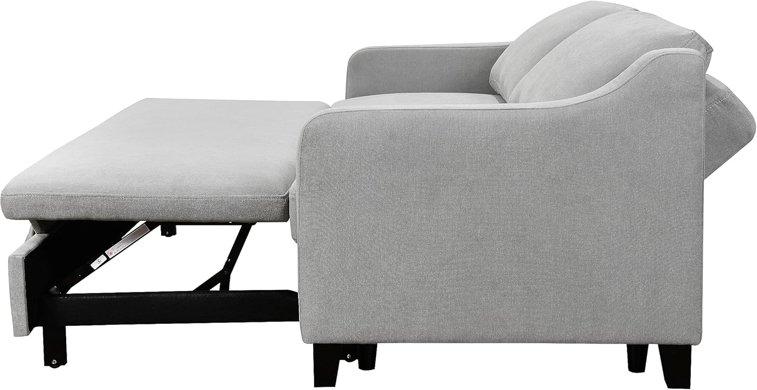 69" 3 in 1 Convertible Queen Sleeper Sofa Bed, Modern Fabric Loveseat Futon Sofa Couch w/Pullout Bed, Small Love Seat Lounge Sofa w/Reclining Backrest, Furniture for Living Room, Light Gray