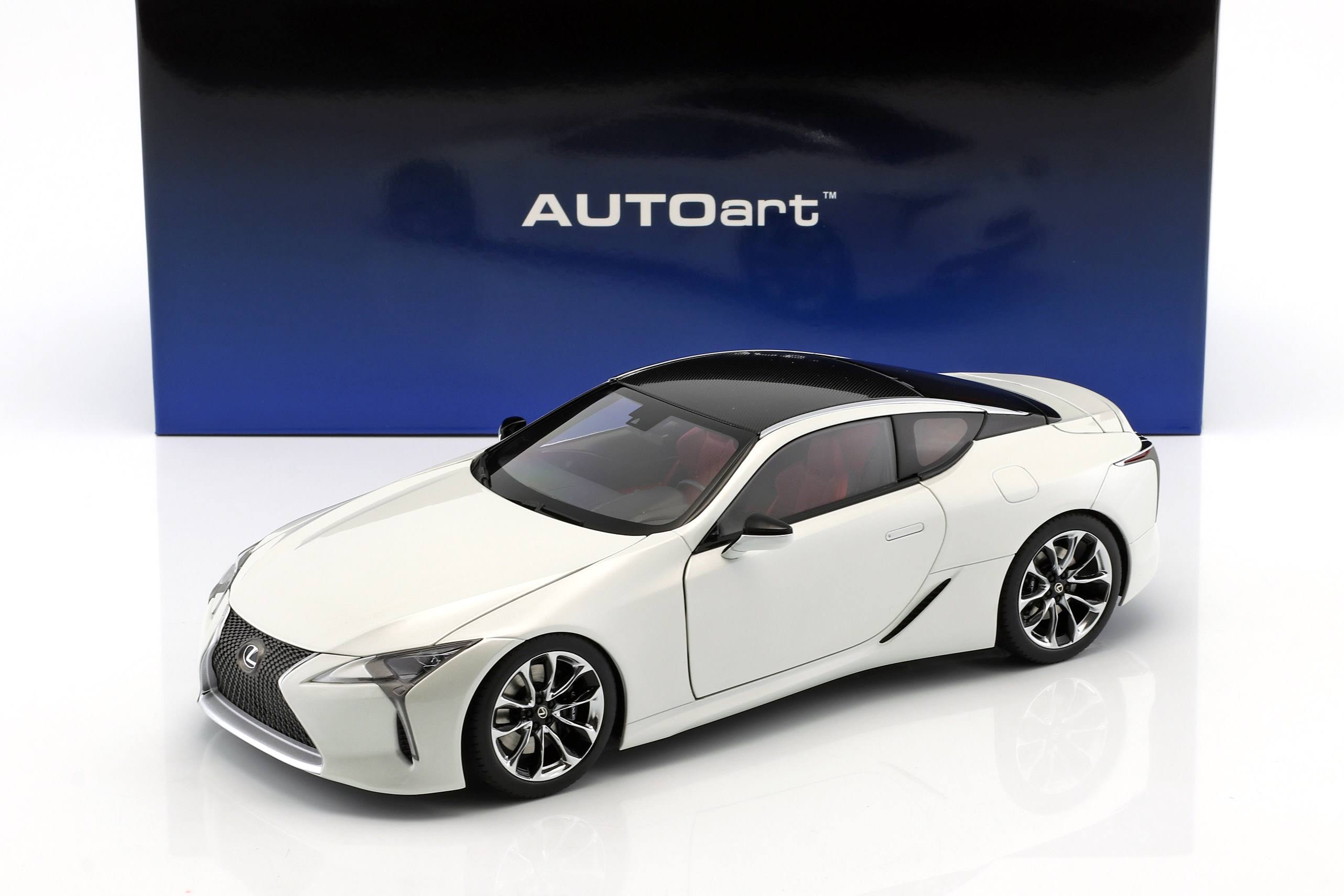 Lexus LC500 Metallic White with Dark Rose Interior and Carbon Top 1/18 Model Car by AUTOart 78872