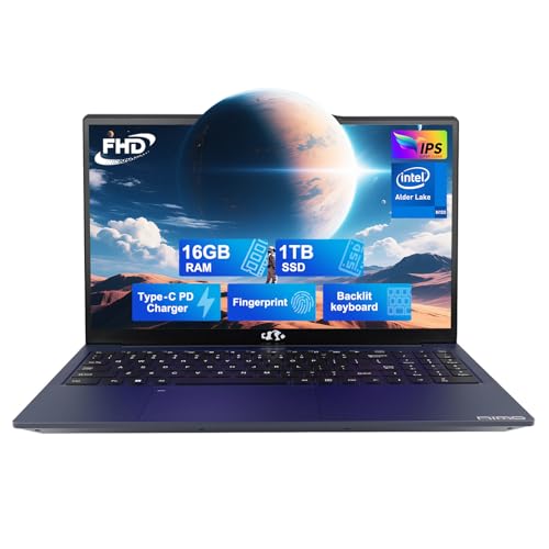 NIMO 15.6 IPS-FHD-Laptop, Intel Pentium 4 Cores N100 8GB RAM 128GB SSD Backlit Keyboard Fingerprint (Beat to i3-1115G4 Up to 3.4GHz) Computer for Student-Home WiFi 6 BT5.2 Win 11