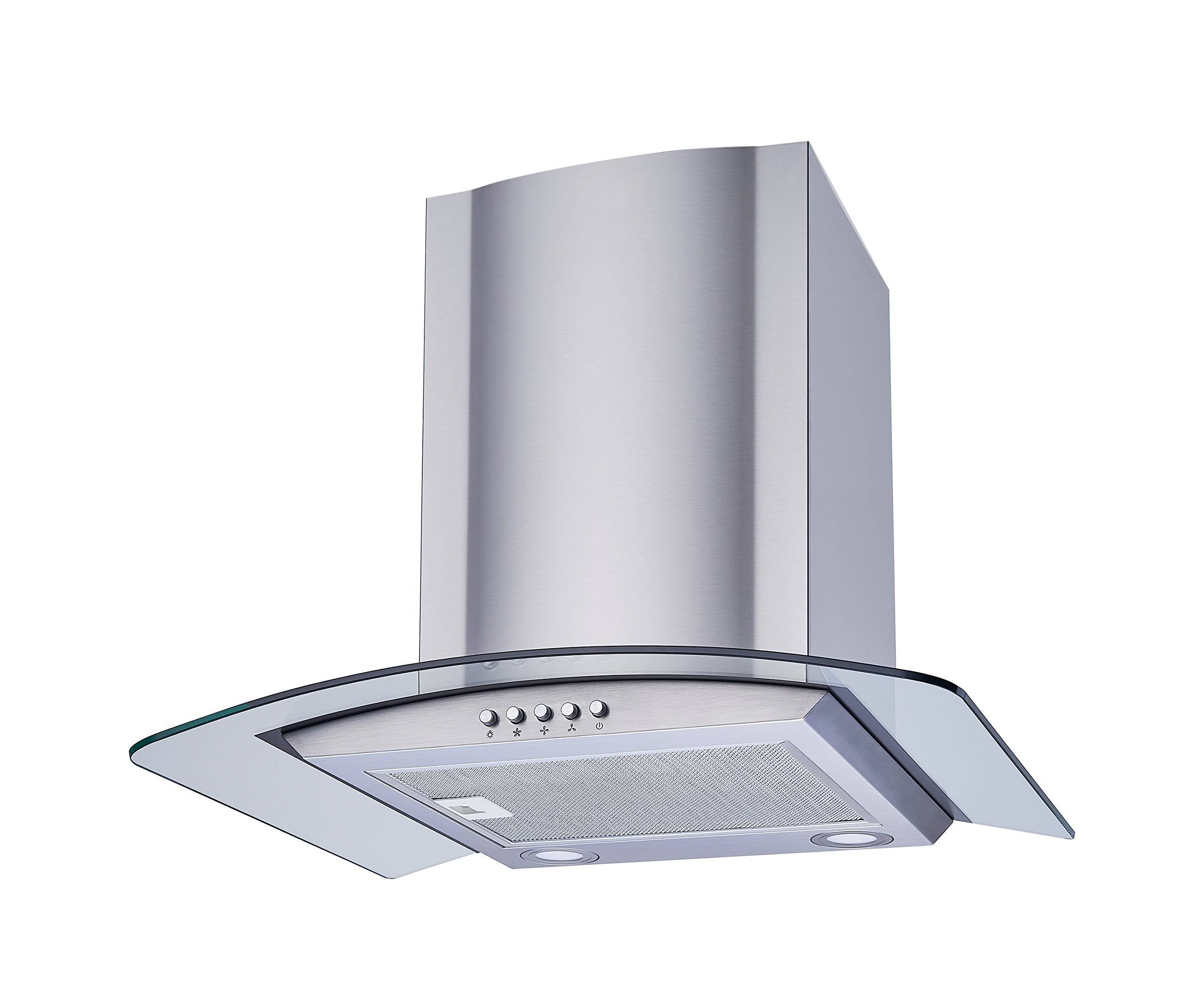 Winflo O-W101C36 36x22 Convertible Stainless Steel/Tempered Glass Wall Mount Range Hood