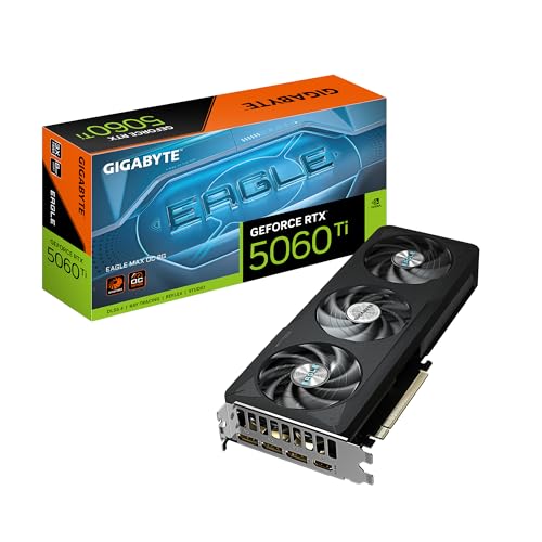 GIGABYTE GeForce RTX 5060 Ti WINDFORCE OC 8G Graphics Card, 8GB 128-bit GDDR7, PCIe 5.0, WINDFORCE Cooling System, GV-N506TWF2OC-8GD Video Card