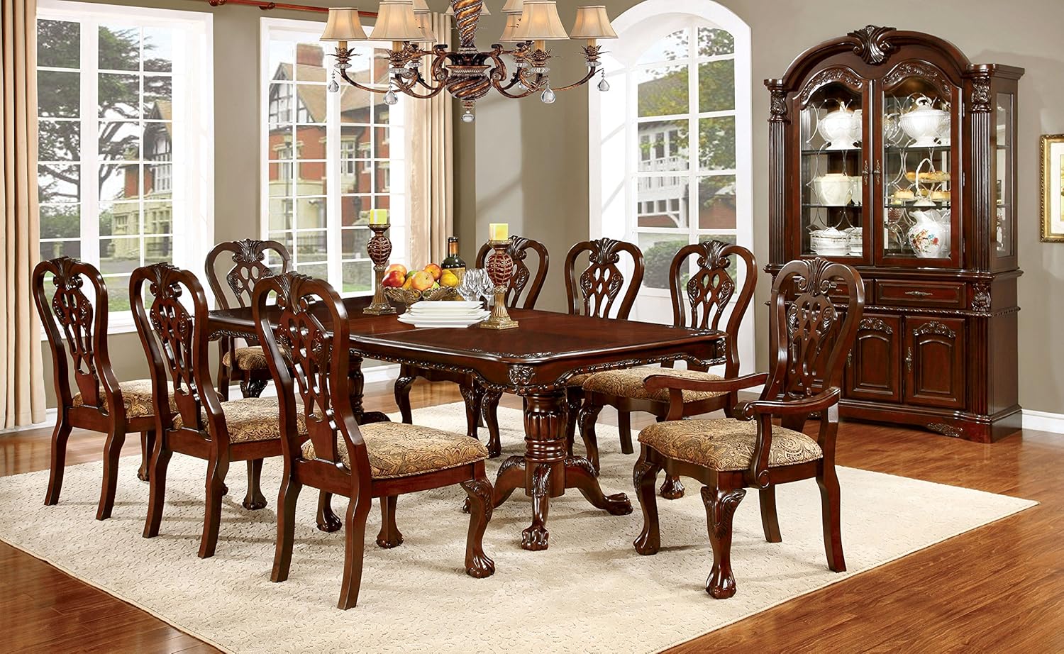 Furniture of America Madeline Traditional Dining Arm Chair (Set of 2), Brown Cherry