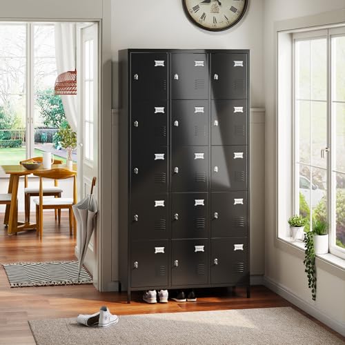 METAN Metal Storage Locker for School Office Gym Bedroom, 12 Doors Locker Cabinet for Employees, Industrial Steel Storage Locker with 12 Hooks, Assembly Required (12 Door-Light Gray)