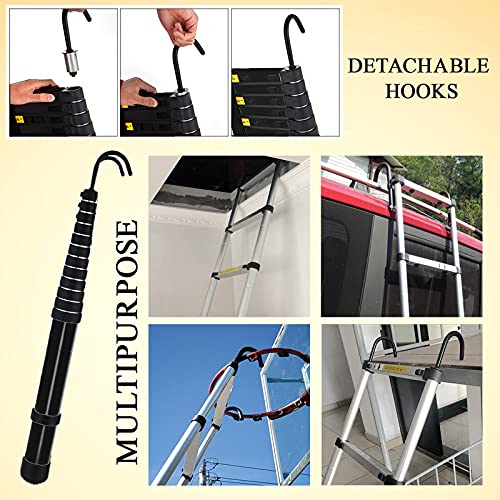 20.5ft Aluminum Telescoping Ladder Folding Telescopic Extension Ladder with 2 Roof Hooks EN131 Safe Standard Adjustable Height for Home Building Garden Attic Loft Decoration Painting 330lb Capacity
