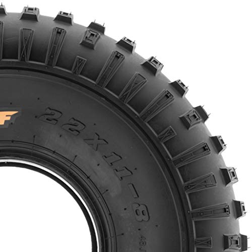 Pair of 2 SunF XC Sport 22x11-8 ATV Golf-Cart Lawn-Mower Knobby Tires, 6 PR, Tubeless A011