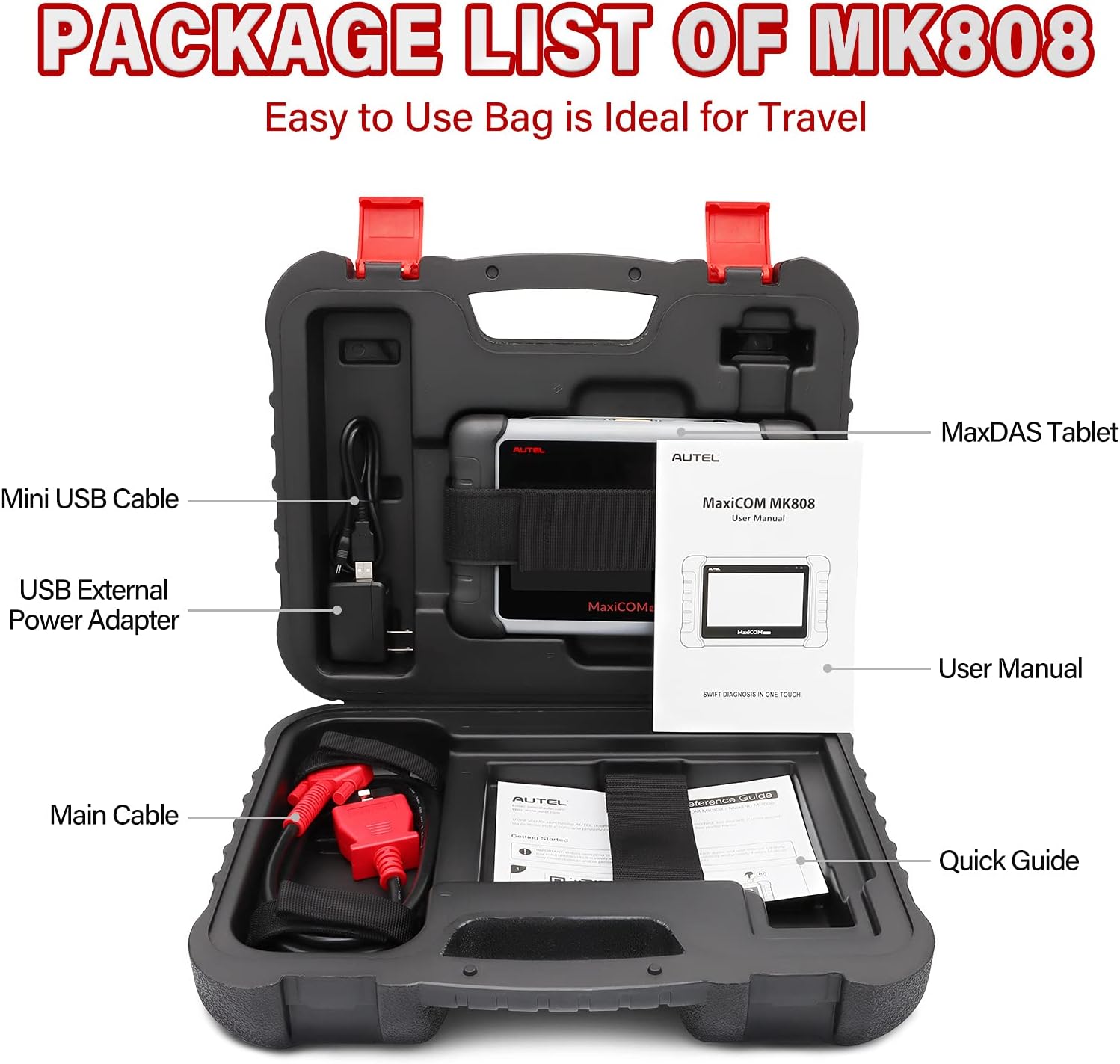 Scanner MaxiCOM MK808, Autel 2022 Newest OBD2 Car Diagnostic Scanner, Equipped with 25+ Maintenance Functions, All System Diagnosis, IMMO/EPB/BMS/SAS/TPMS/AutoVIN/ABS Bleeding