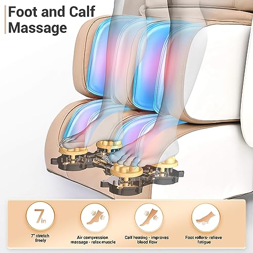 Massage Chair Full Body with Heat, Full Body Zero Gravity Shiatsu Massage Chair, Kneading Recliner w/ 20 Auto Modes, Foot Massage, Bluetooth, USB Charging Port, Touch Screen Controller