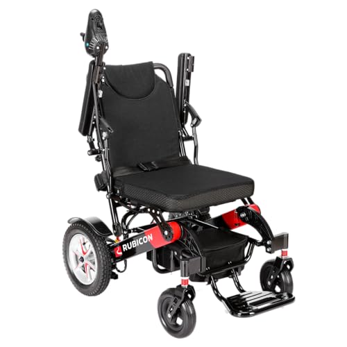 DX08 Rubicon - Puncture-Free Wheels Electric Wheelchair with Longest Range 25 Miles, Powerful 600W Motors, Airline Approved Electric Wheelchair with Dual 12AH Lithium Batteries