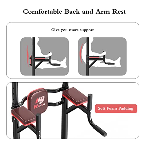 Wesfital Pull Up Bar Power Tower Dip Bar Station Dip Stand Multi-Functional Workout Equipment Strength Training Machine for Men Women Home Gym