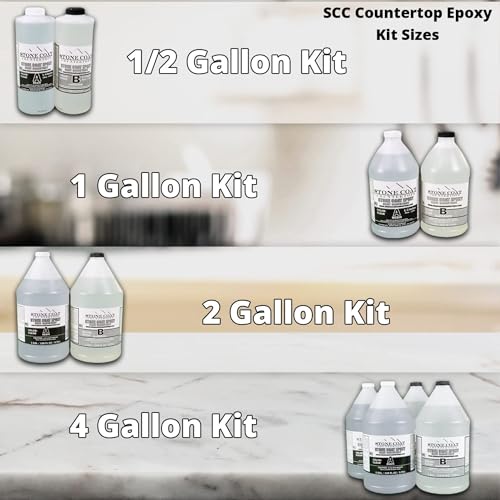 Stone Coat Countertops Epoxy Kit (1 Gal) – Heat Resistant, Food Safe Epoxy Resin, UV Resistance | DIY Craft Epoxy Resin Kit for Coating Kitchens, Bathrooms, Counters, Bar Table, Wood Slabs, and More!