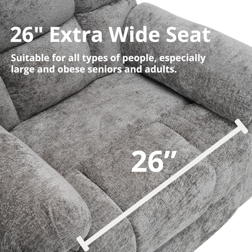 Oversized Power Lift Recliner Chair for Elderly, Extra Wide Lift Chair with Masssage and Heat, Chenille Electric Recliner Chairs for Big and Tall, USB Ports, Coffee