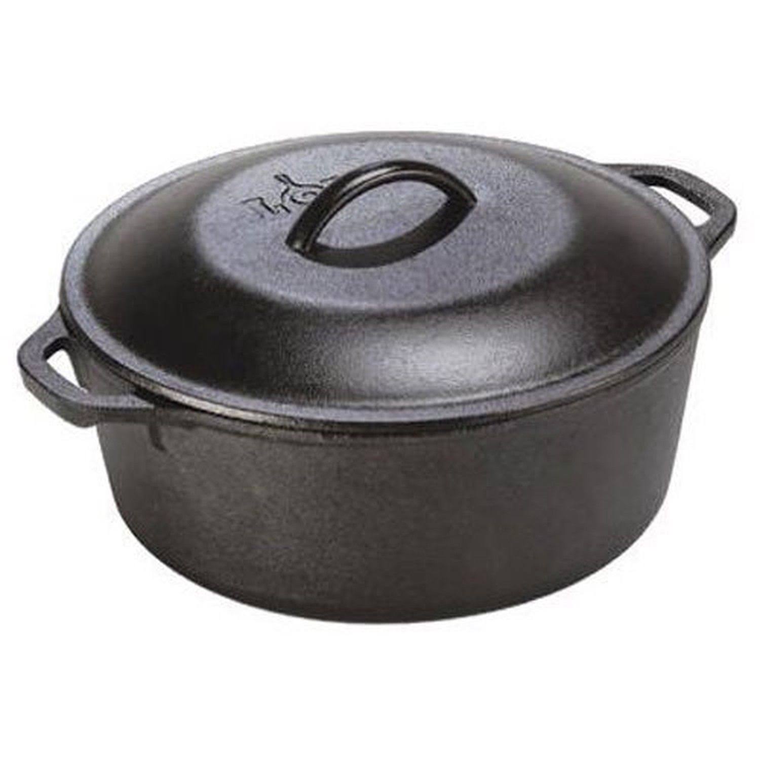Lodge L8DOL3 Cast Iron Dutch Oven with Dual Handles Pre-Seasoned 5-Quart