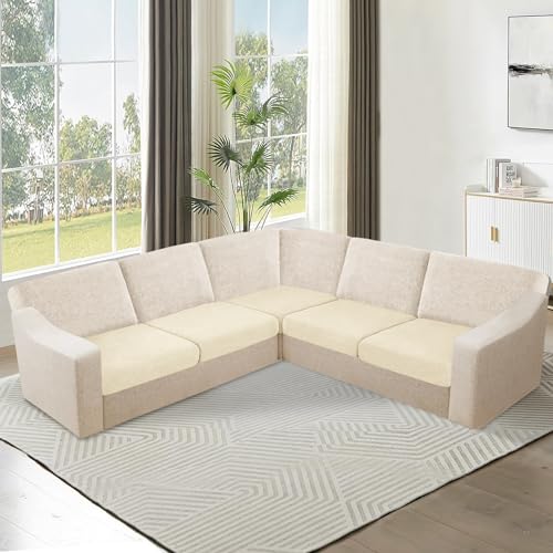 HDCAXKJ Waterproof Sectional Couch Cushion Covers 11 Pieces Stretch Jacquard L Shaped Corner Sofa Slipcover Back Cover Soft Sofa Seat Cushion Covers for Dogs Pet (5 Seater and 6 Backrest, Dark Gray)