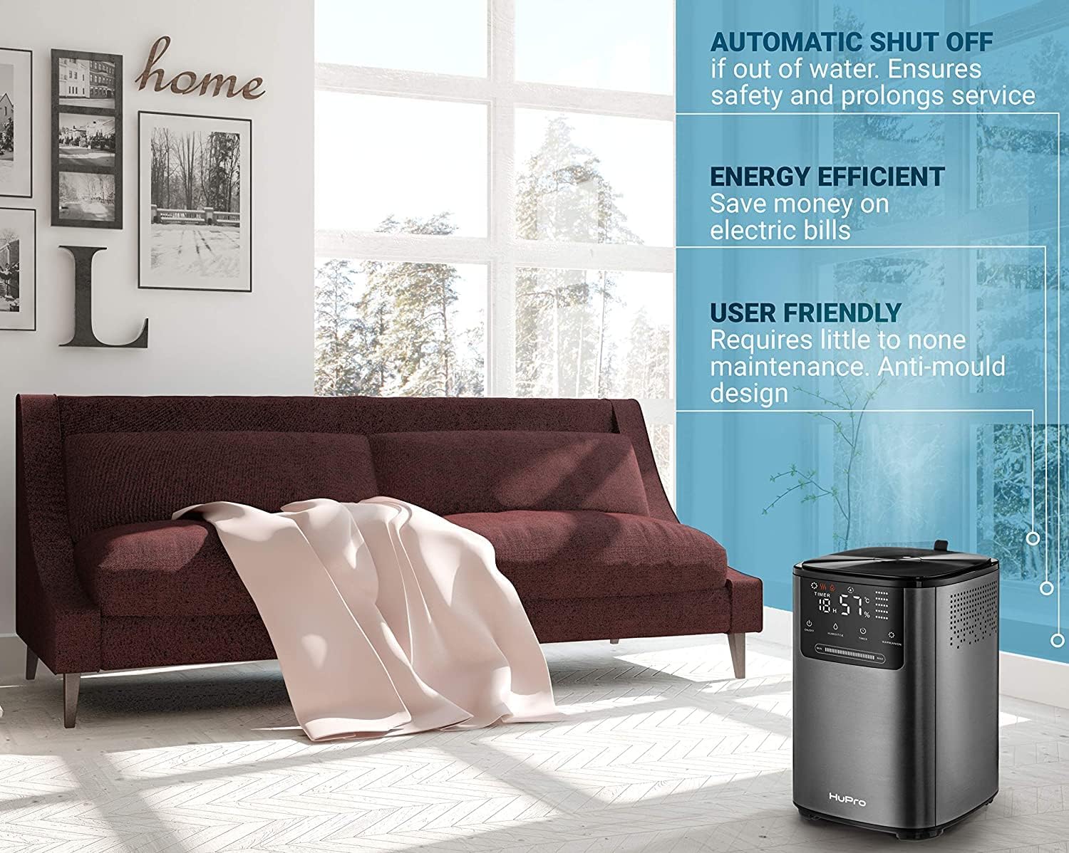 Hupro Premium Humidifier for Large Room Home Bedroom 4L Big Capacity, Top Fill Cool&Warm Air Ultrasonic Humidifiers with Essential Oil Diffuser All in One, Quiet for Baby Kids Nursery